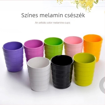 Színes melamin pohár italokhoz, porcelánhatású, szállodai büfék és kereskedelmi éttermek számára, szabálytalan forma, egyszínű, átmérő 13–13,9 cm
