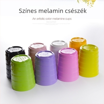 Színes melamin pohár italokhoz, porcelánhatású, szállodai büfék és kereskedelmi éttermek számára, szabálytalan forma, egyszínű, átmérő 13–13,9 cm