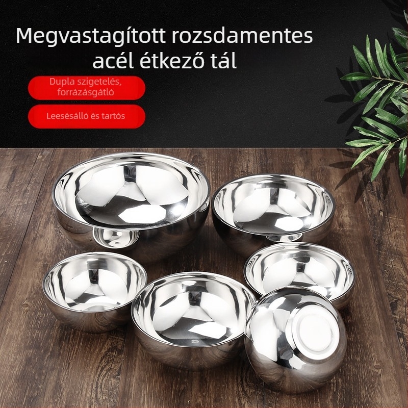 Rozsdamentes acél tál vákuum szigeteléssel, dupla rétegű, hőálló rizs- és fűszertál gyerekeknek