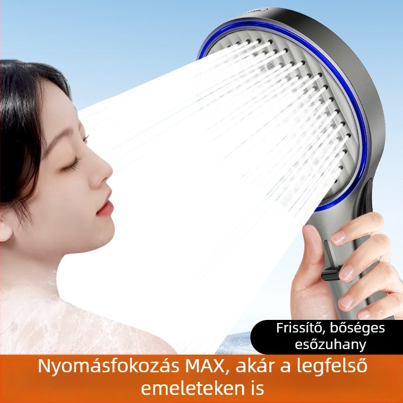 Hőmérséklet-szabályozható ambient fényű zuhanyfej kézi szórófejjel – magas nyomású, multifunkciós zuhany