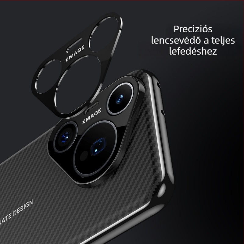 Huawei P70 Pro tok szénszálas mintázatú PU bőrrel, teljes védelem, Pura 70 Pro+