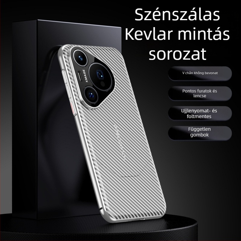 Huawei P70 Pro tok szénszálas mintázatú PU bőrrel, teljes védelem, Pura 70 Pro+