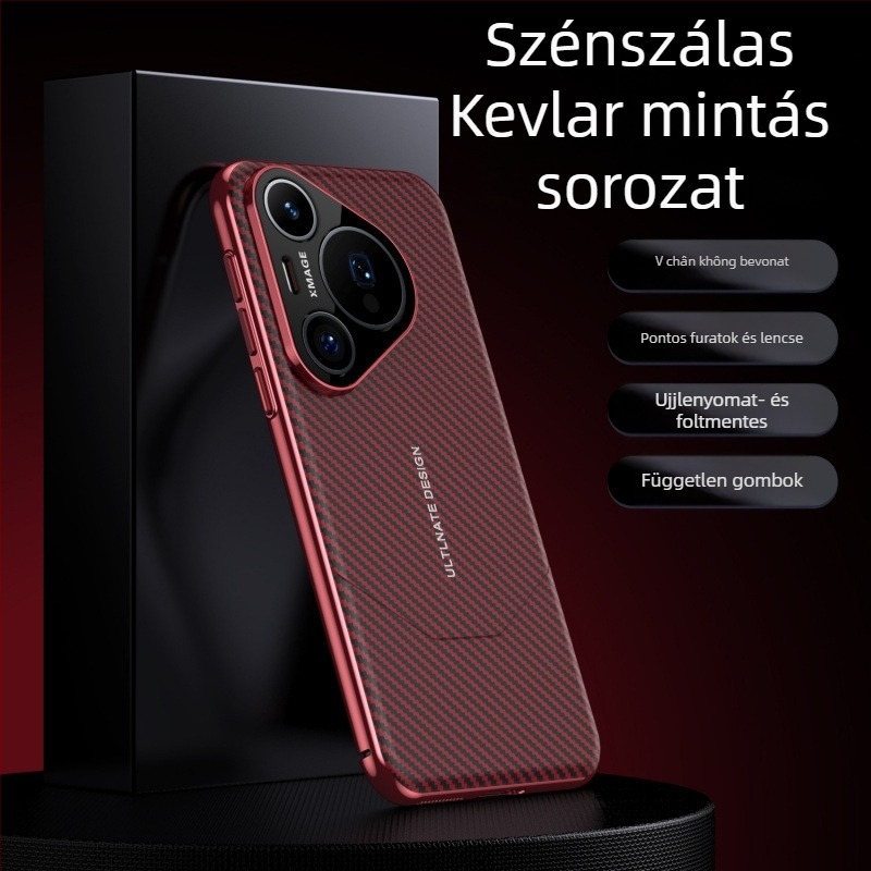 Huawei P70 Pro tok szénszálas mintázatú PU bőrrel, teljes védelem, Pura 70 Pro+