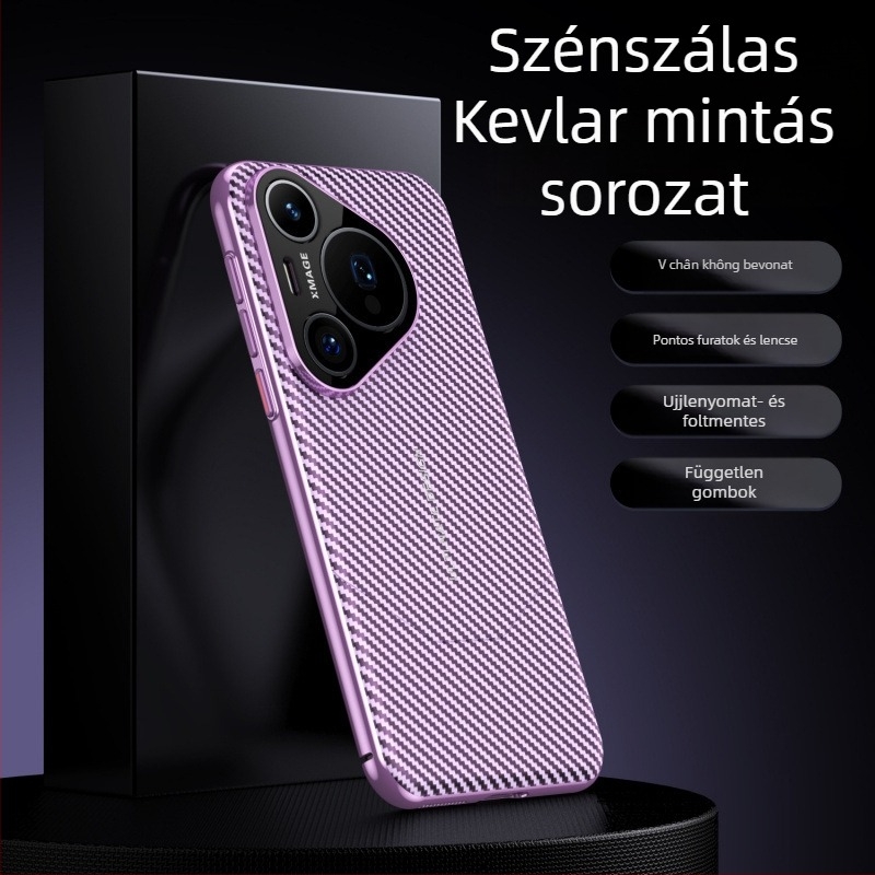 Huawei P70 Pro tok szénszálas mintázatú PU bőrrel, teljes védelem, Pura 70 Pro+