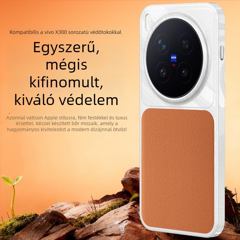 Vivo X300Pro TPU tok bőr textúrával, ütésálló védelem, minimalist stílus, uniszex