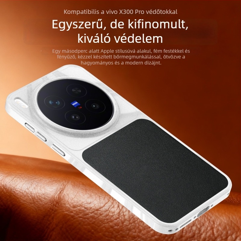 Vivo X300Pro TPU tok bőr textúrával, ütésálló védelem, minimalist stílus, uniszex