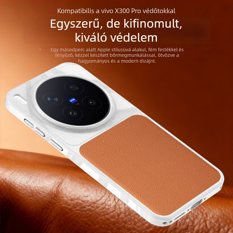 Vivo X300Pro TPU tok bőr textúrával, ütésálló védelem, minimalist stílus, uniszex