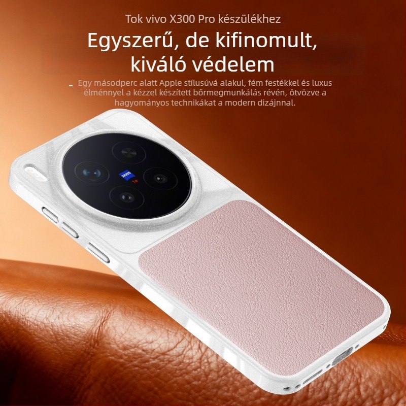 Vivo X300Pro TPU tok bőr textúrával, ütésálló védelem, minimalist stílus, uniszex