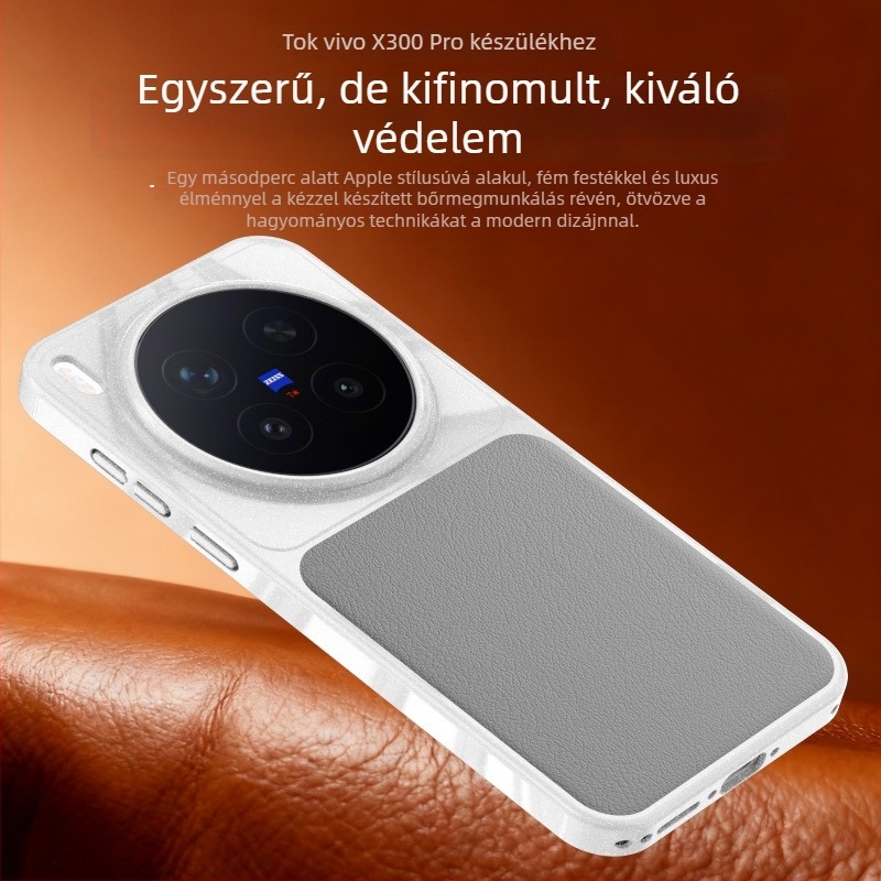 Vivo X300Pro TPU tok bőr textúrával, ütésálló védelem, minimalist stílus, uniszex