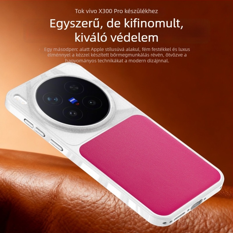 Vivo X300Pro TPU tok bőr textúrával, ütésálló védelem, minimalist stílus, uniszex
