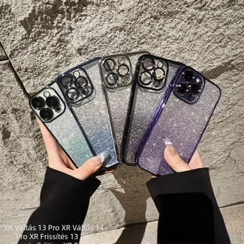 Ultra vékony gradient glitteres tok iPhone XR-hez