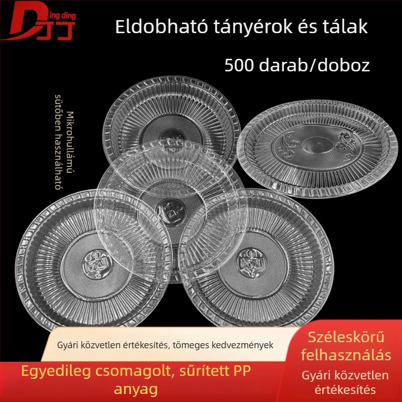 Egyszer használatos piros kör alakú tányérok esküvőkre, bankettekre, rendezvényekre, piknikre és otthoni használatra
