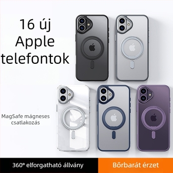 iPhone 16 Pro Max védőtok matt felülettel és mágneses 360°-os forgó tartóval