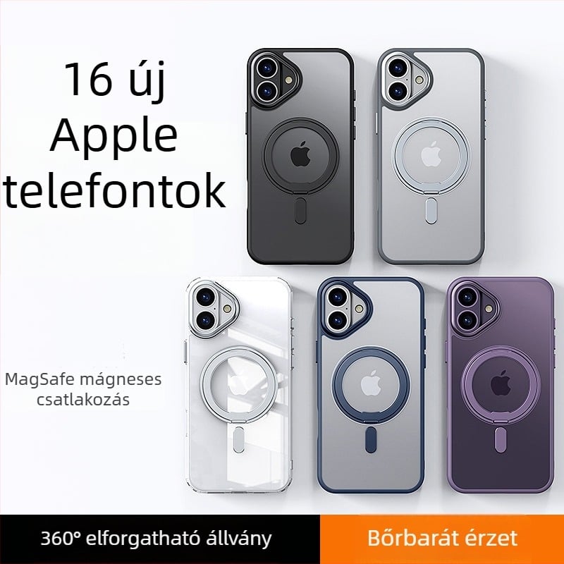 iPhone 16 Pro Max védőtok matt felülettel és mágneses 360°-os forgó tartóval