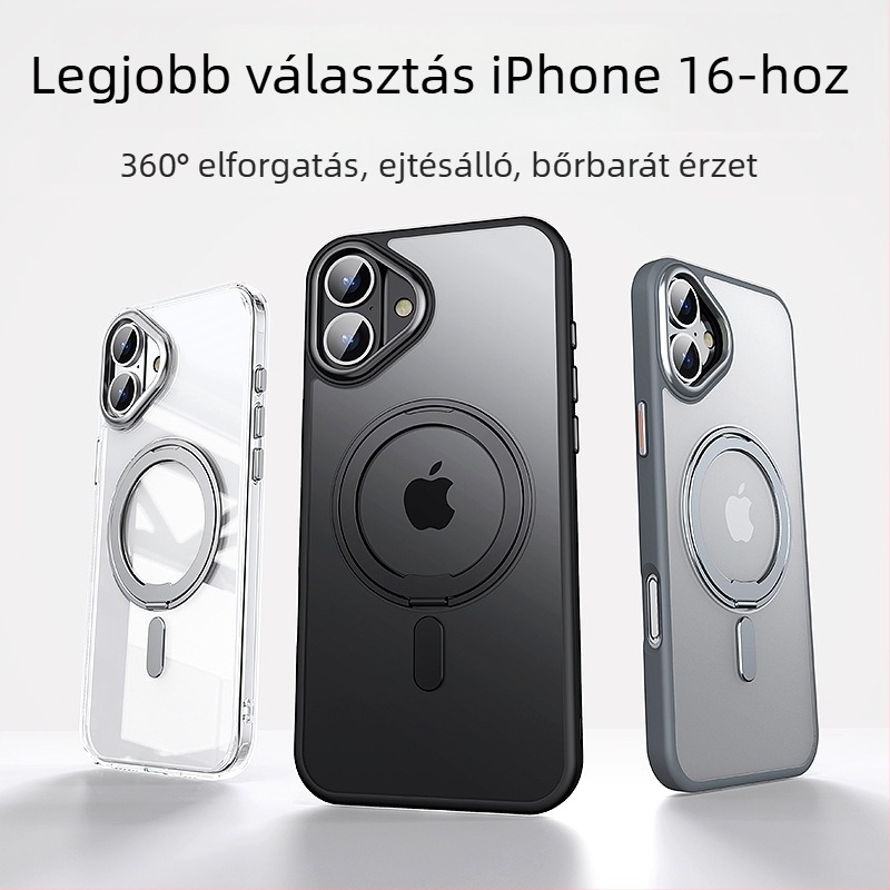 iPhone 16 Pro Max védőtok matt felülettel és mágneses 360°-os forgó tartóval