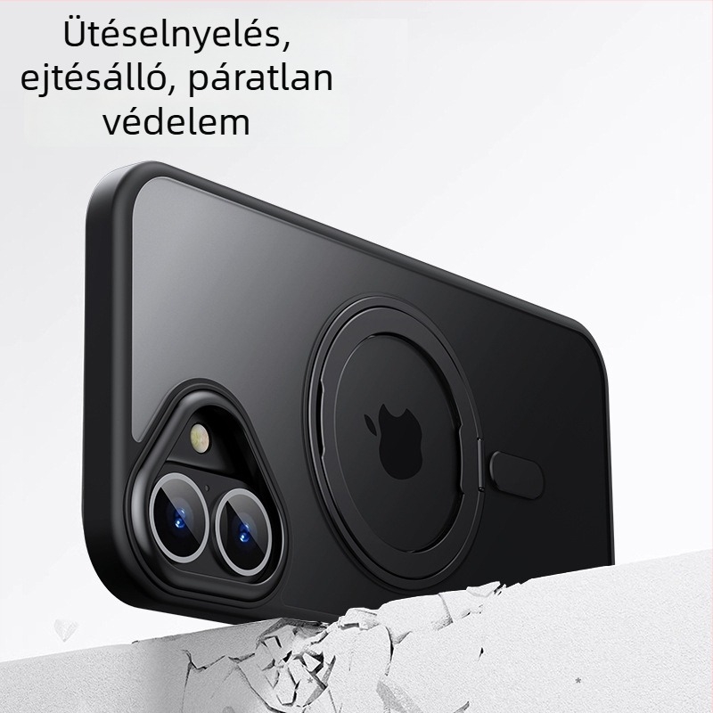 iPhone 16 Pro Max védőtok matt felülettel és mágneses 360°-os forgó tartóval