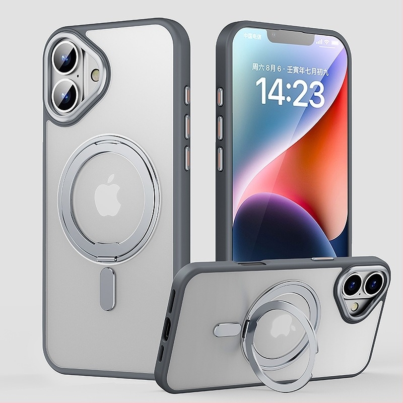 iPhone 16 Pro Max védőtok matt felülettel és mágneses 360°-os forgó tartóval