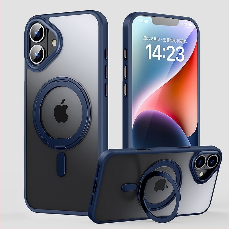 iPhone 16 Pro Max védőtok matt felülettel és mágneses 360°-os forgó tartóval