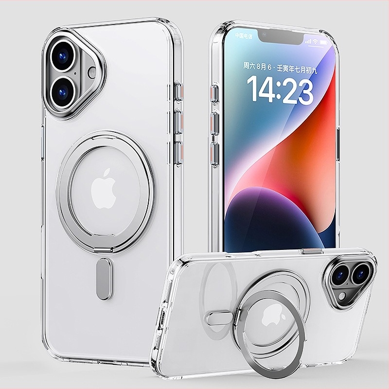 iPhone 16 Pro Max védőtok matt felülettel és mágneses 360°-os forgó tartóval