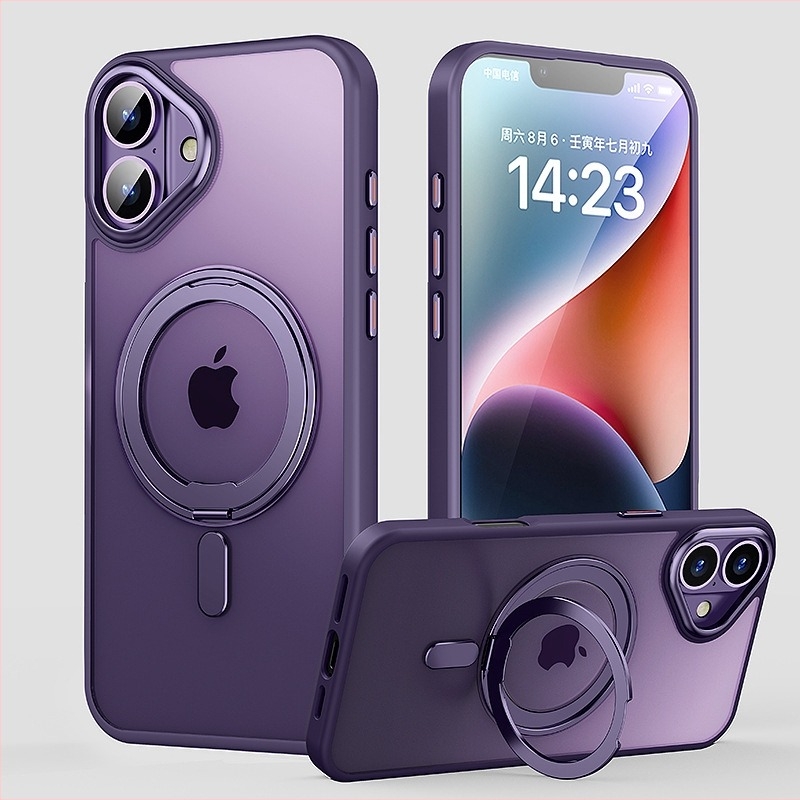 iPhone 16 Pro Max védőtok matt felülettel és mágneses 360°-os forgó tartóval