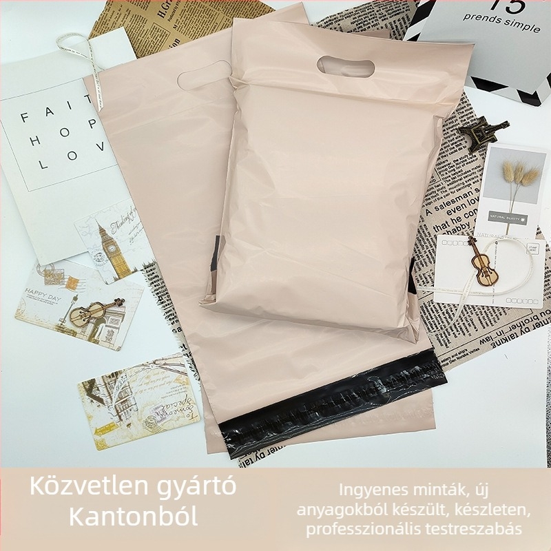 Kék hordozható futártaska ruházathoz, vízálló csomagoló tasak, méretek 26x33, 30x42, 35x47, 40x52 és 45x57 cm