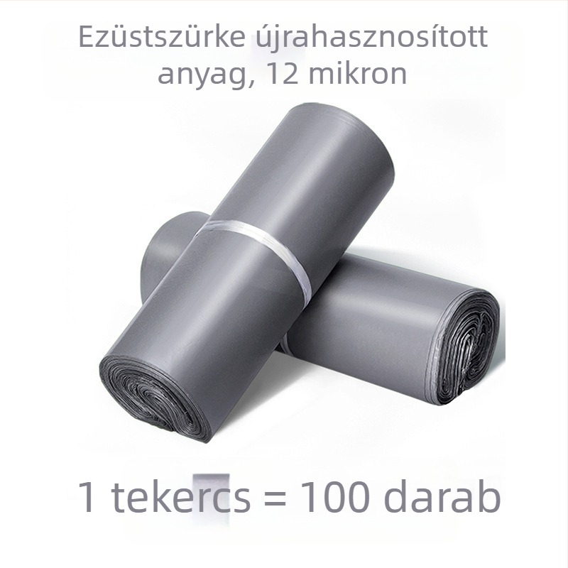 Ezüst-szürke futártaska, vízálló és anti-szabotázs csomagolás, vastagított e-kereskedelmi logisztikai csomagolás