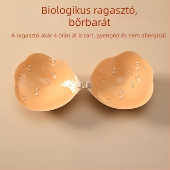 Kagyló alakú szilikon melltapasz, pánt nélküli, láthatatlan, vastagított push-up hatás