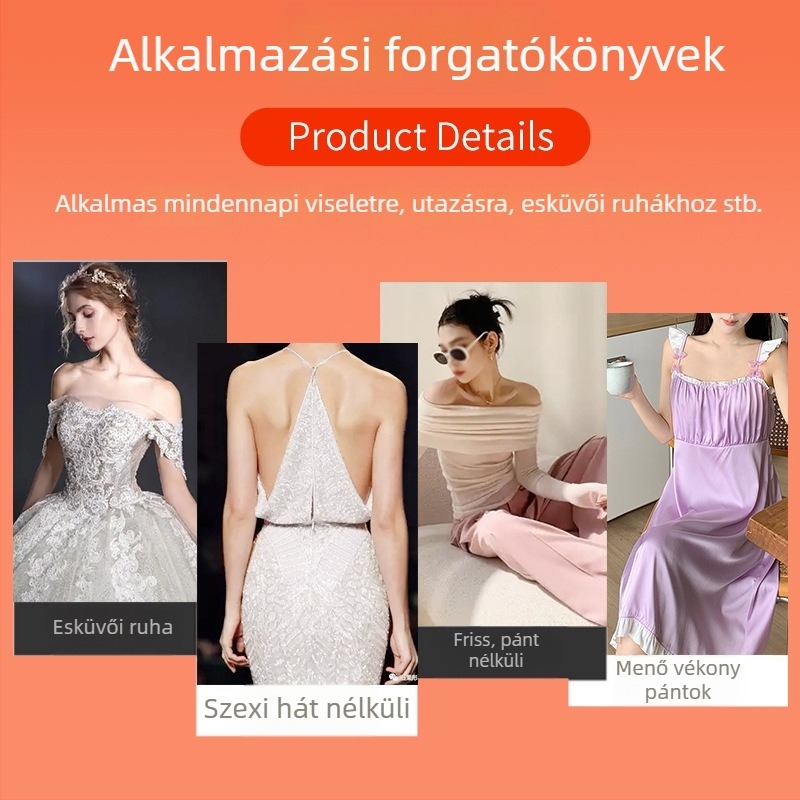 Kagyló alakú szilikon melltapasz, pánt nélküli, láthatatlan, vastagított push-up hatás