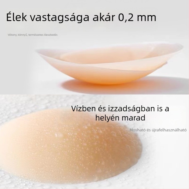 Szilárd szilikon mellbimbóvédő mély V-nyakú felsőkhöz és pántos ruhákhoz — láthatatlan, varrat nélküli