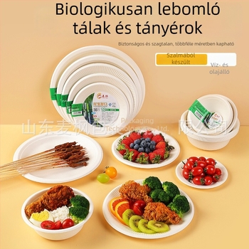 Chenqi Egyszer használatos papírtányérok — vastag fehér tányérok, tálak és edények, élelmiszerbiztonságos, biológiailag lebomló