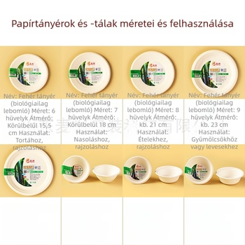 Chenqi Egyszer használatos papírtányérok — vastag fehér tányérok, tálak és edények, élelmiszerbiztonságos, biológiailag lebomló