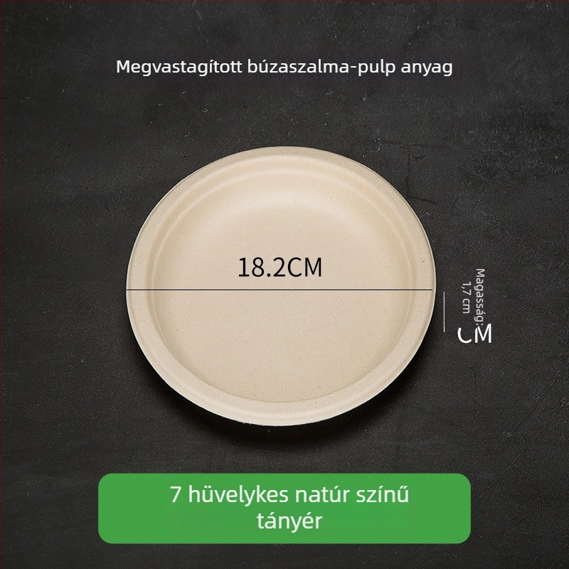 Egyszer használatos papírtányérok, élelmiszer-minőségűek, cateringhez és óvodai rajzhoz, biológiailag lebomló kör alakú ételtálak