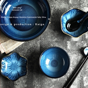 Japán stílusú porcelán rizstál szószostállal, mikrohullámú sütőben is használható, változatos minták, felnőtteknek.