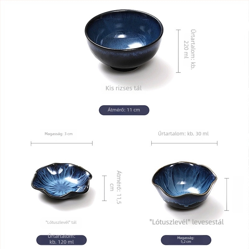 Japán stílusú porcelán rizstál szószostállal, mikrohullámú sütőben is használható, változatos minták, felnőtteknek.