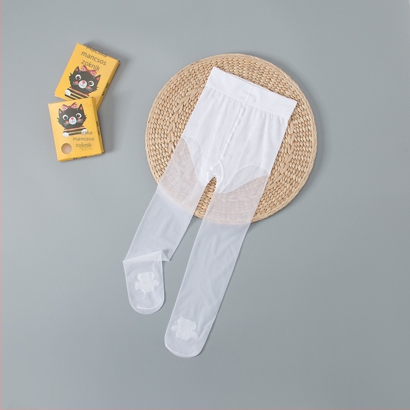 Tavasz-nyár ultra vékony harisnyanadrág lányoknak macska mancsa mintával, állítható hosszúságú, gyerek tánc zokni, nylon jacquard