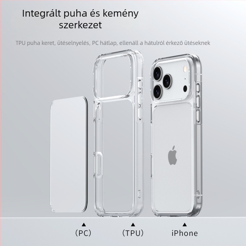 HD átlátszó 2-in-1 TPU+PC ütésálló védőtok iPhone 17 Pro Max, iPhone 17 Pro, iPhone 17 és iPhone 17 Air számára