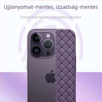 BV szövött mintázatú, műbőr hatású ultrakönnyű puha tok iPhone 11–14 Pro és Pro Max számára