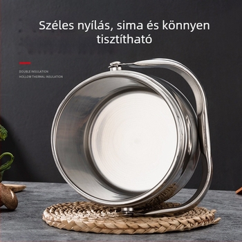 Kétszintes vákuum-izolált rozsdamentes acél ebédes doboz korsó alakú dizájnnal