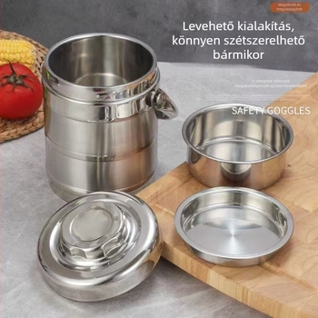 Rozsdamentes acélból készült termosz/edény vákuum-szigeteléssel, nagy kapacitású hordozható ebédes doboz fedéllel és tálkával