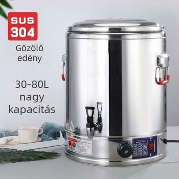 Rozsdamentes acélból készült elektromos főzőedény duplafalas szigeteléssel, nagy kapacitású kereskedelmi készülék kása, tészta és leves készítéséhez