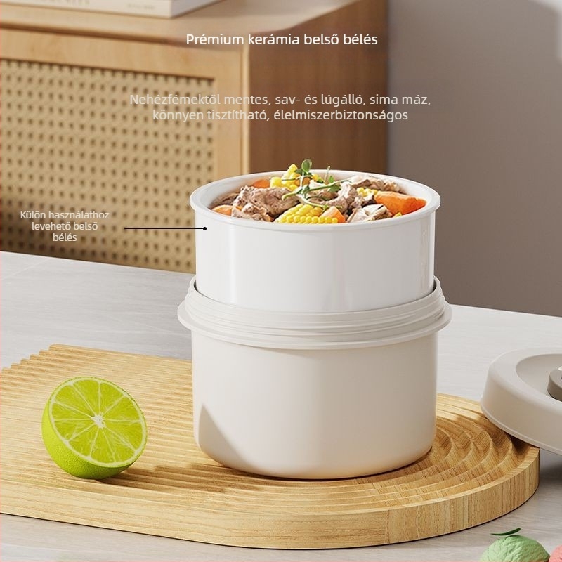 Élelmiszer-minőségű, szigetelt ebédes doboz kerámia belsővel, mikrózható, irodai használatra
