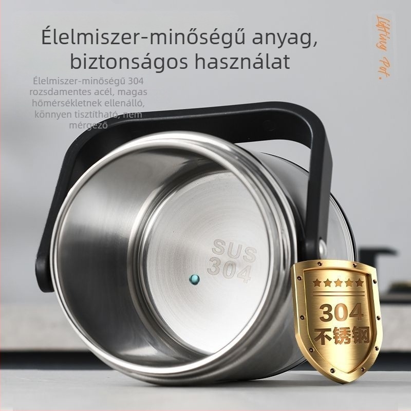 304 rozsdamentes acélból készült szigetelt ebédhordó, 1,6 l kapacitás, kettős falú, diákoknak és irodai dolgozóknak