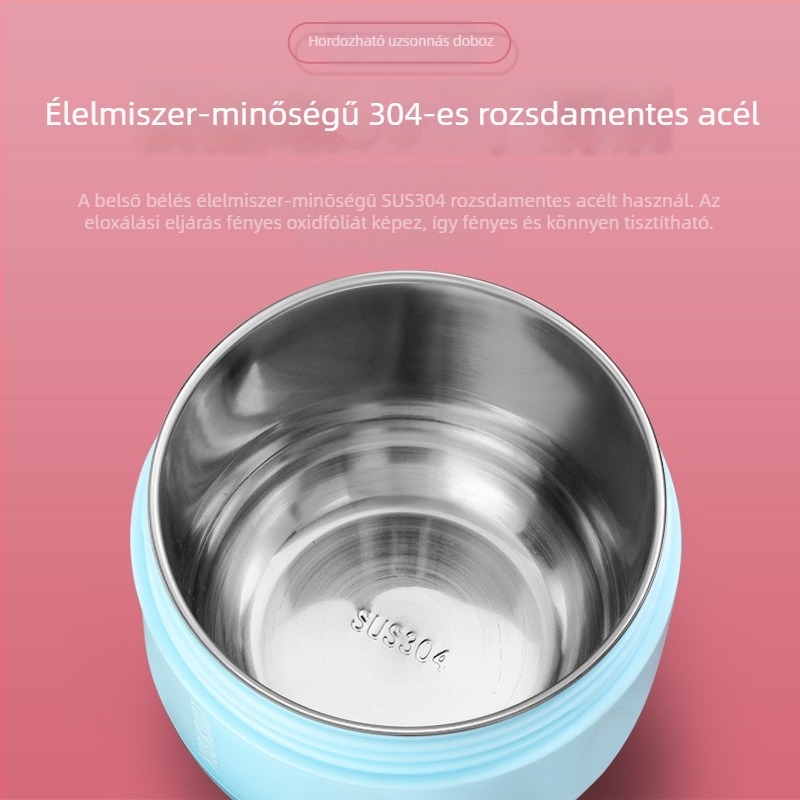 304 rozsdamentes acélból készült szigetelt ebédes doboz irodai használatra, több rétegű, nagy kapacitású (1.0–1.8 L)