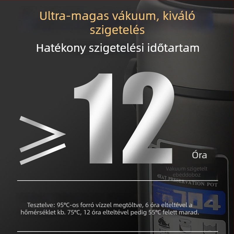304 rozsdamentes acél termoszos ebéddoboz, nagy kapacitású, hordozható