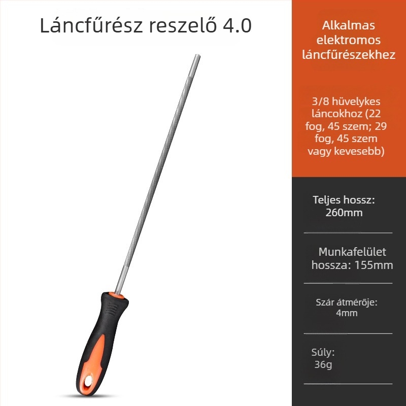 Láncfűrészlánc‑reszelő és körreszelő készlet, körreszelő benzines/elektrikus láncfűrészhez, 4,8 mm és 5,5 mm