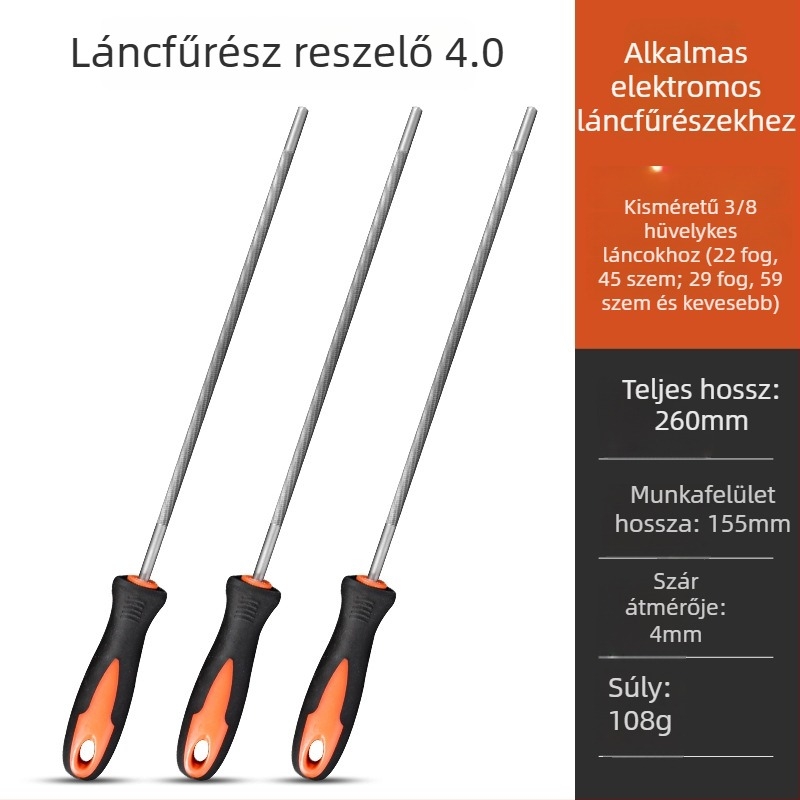Láncfűrészlánc‑reszelő és körreszelő készlet, körreszelő benzines/elektrikus láncfűrészhez, 4,8 mm és 5,5 mm