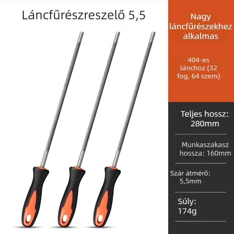 Láncfűrészlánc‑reszelő és körreszelő készlet, körreszelő benzines/elektrikus láncfűrészhez, 4,8 mm és 5,5 mm