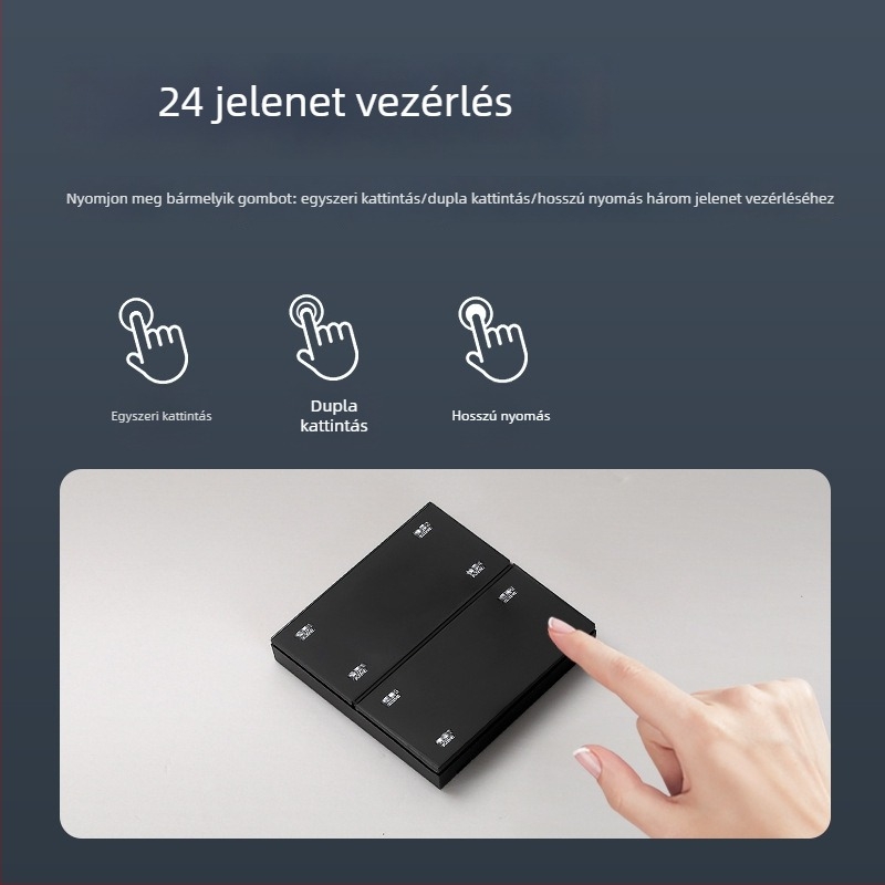 Nyolckapós okos vezeték nélküli kapcsolópanel Bluetooth Mesh-sel a dupla világítási vezérléshez