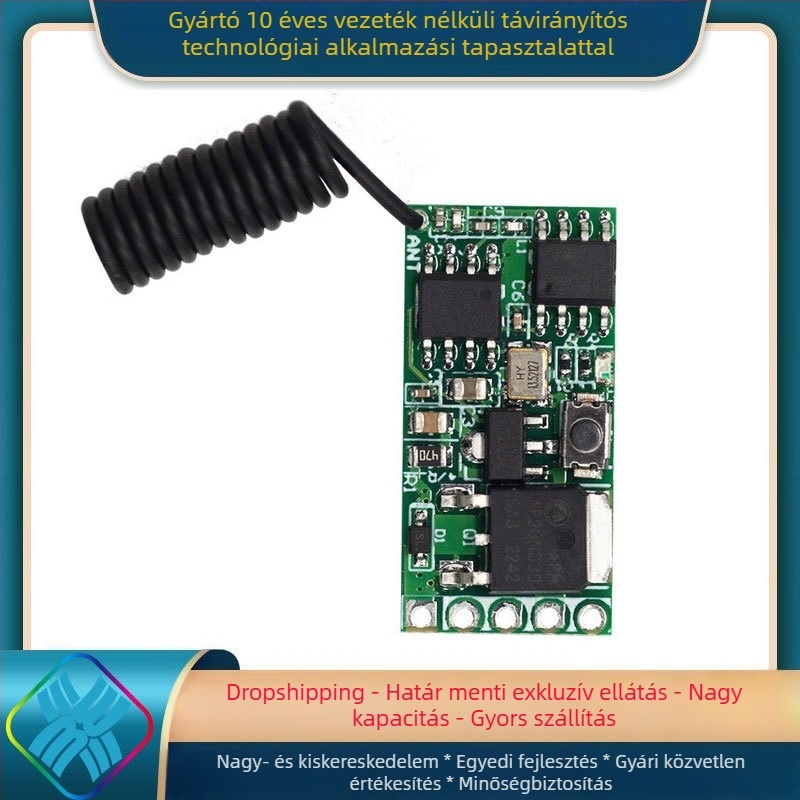 Core rice Vezeték nélküli távirányítós kapcsoló modul autóhoz – DC 3.7V, 5V, 9V, 12V és 24V, egycsatornás mini LED kapcsoló