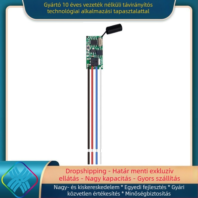Core rice Vezeték nélküli távirányítós kapcsoló modul autóhoz – DC 3.7V, 5V, 9V, 12V és 24V, egycsatornás mini LED kapcsoló